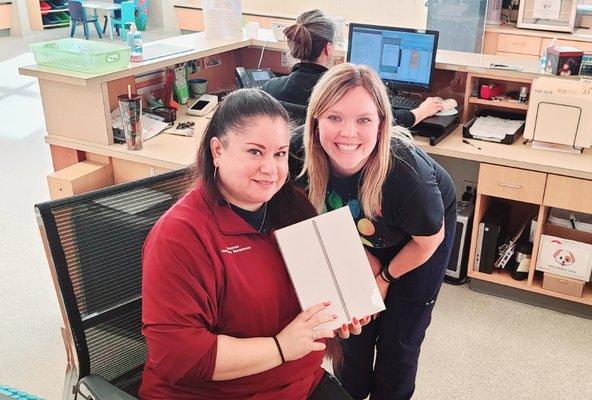 Ashli and Desi with our iPad raffle