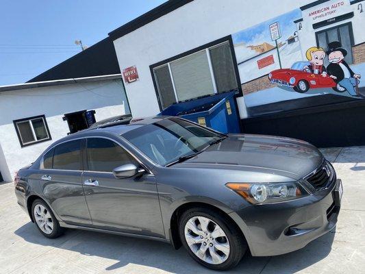 Honda Accord in for detail , front seats and dent removal