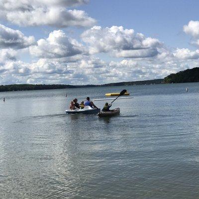 Swimming area has a swim splash pad and floating diving dock!