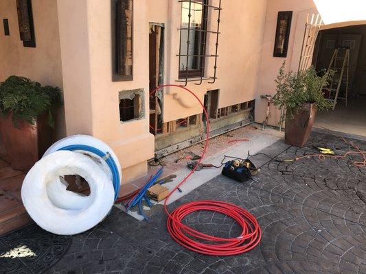 Pex repipe being done in La Jolla