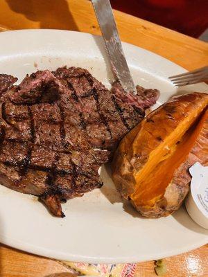 Small ribeye & sweet baked potato