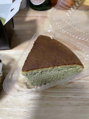 Slice of Matcha Japanese Cheesecake