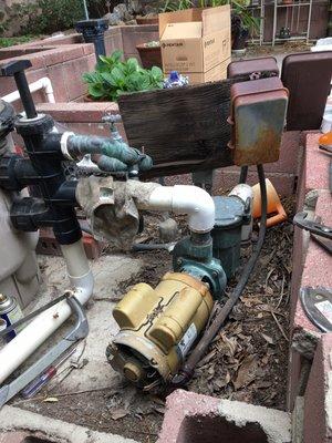 This is the old pump being taken out to put in Variable  speed pump to receive $1000 rebate offered by DWP.