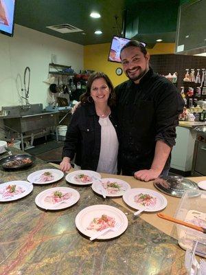 With Chef Daniele and Beetroot Ravioli with Gorgonzola Fondue