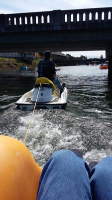 Being towed back to the dock in our broken boat that staff rented out KNOWING it was broken.