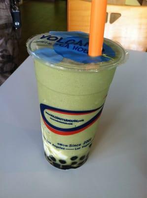 Japanese green icy w/ boba and milk pudding