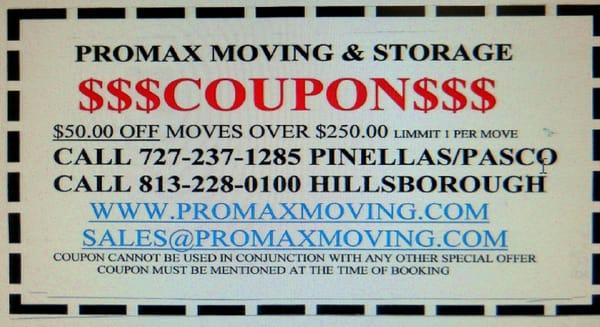 813-228-0100 727-237-1285  Free Boxes / Discount Coupons