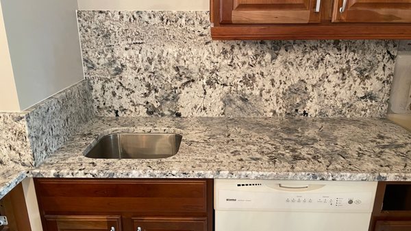 New bar top with full height backsplash