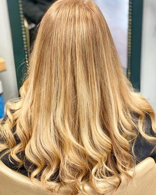 Blonde balayage on strawberry blonde hair