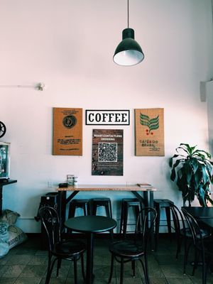 Roastery decorations and seating