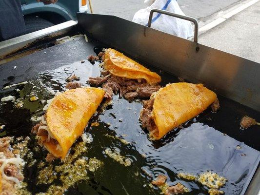 Tacos Dorados in the making