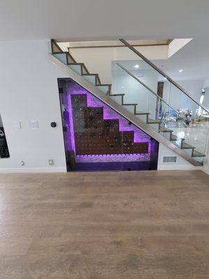 Complete Stairs Remodel with Glass Wine Cellar by D Global Construction