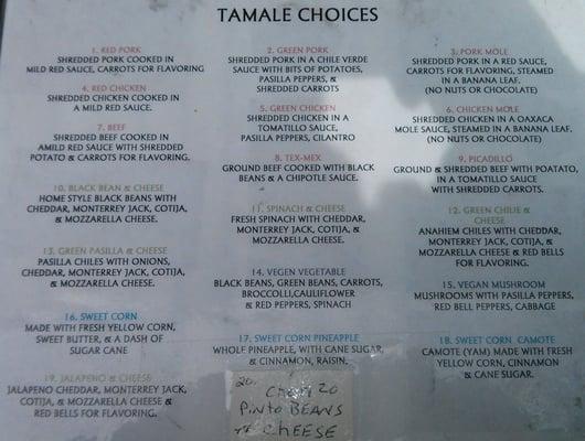 OMG!  This is not even the whole list of their tasty tamales!