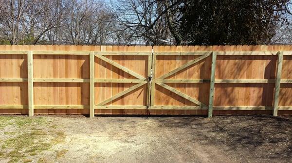 6 foot privacy cedar boards with pressure treated framework