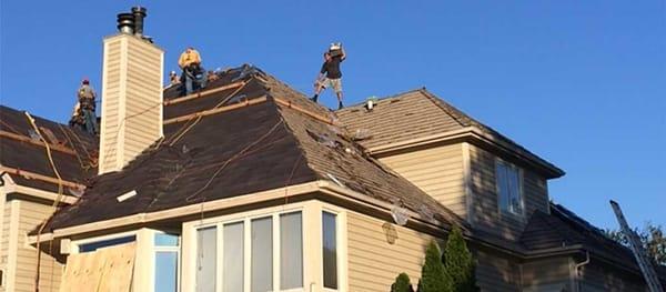 Roofing in progress.