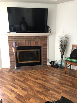 60 inch TV mounting above fireplace with hidden/organized cords