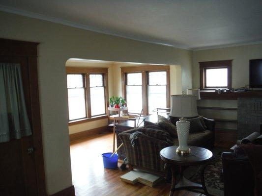 living room and front sunroom after painting