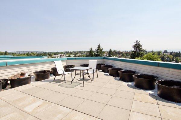 Expansive view from the Mirabella rooftop deck facing east