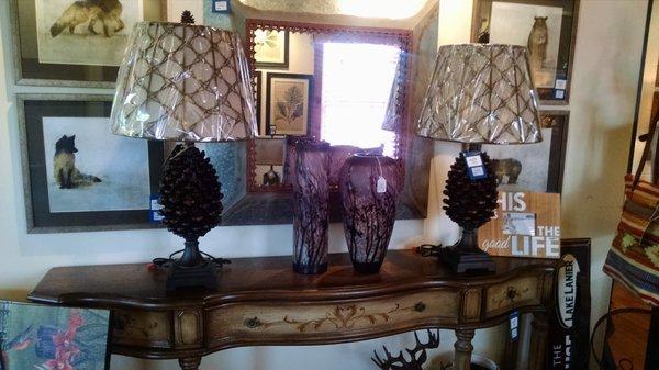 Cool  pine cone lamps are perfect for that little cabin or rustic homestead.