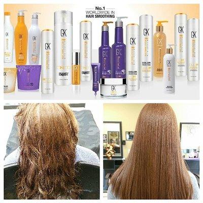 Keratin hair straightening by gk before and after