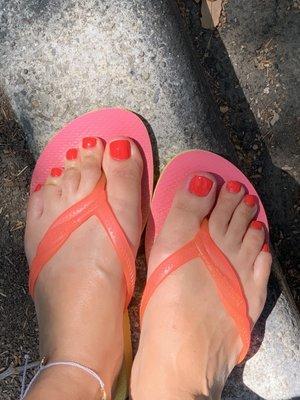 So happy with my pedicure by Linda