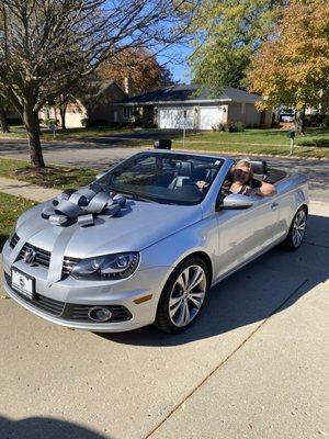 2013 VW EOS. The bow was borrowed from a friend