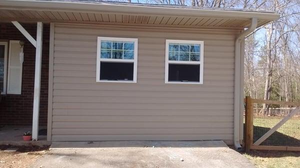 This is the after picture of garage we remodeled. We installed the two windows shown in picture.