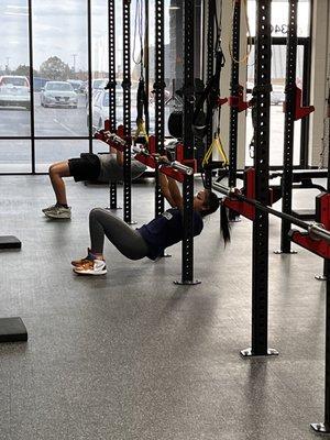 Teenage athletes working on upper body strenth