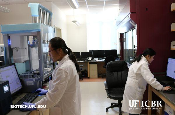 Our Gene Expression & Genotyping Core in action. UF | ICBR at the Cancer & Genetics Research Complex on the University of Florida Campus