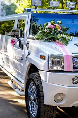 White stretch Limousine.  We try to add the special touch to make your occasion unique. Call us for current Packages and promos.