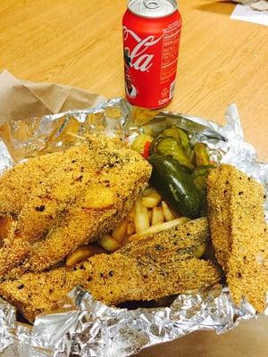 3 pc catfish steak...came with 4..maybe he thought I was cute..