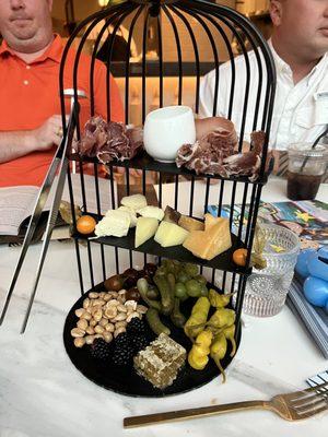 Caged spread of meats, cheeses and nuts was the best part of dinner 100%. It was so cute and the selection was Amazing