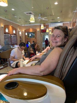 My mom getting her pedicure