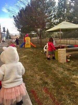 Playing on our spacious playground.