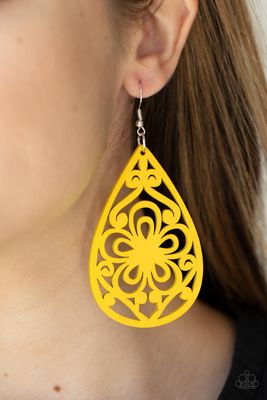 Yellow wooden earrings for $5.These beautiful earrings would go great with the Yellow wood necklace to complete the look