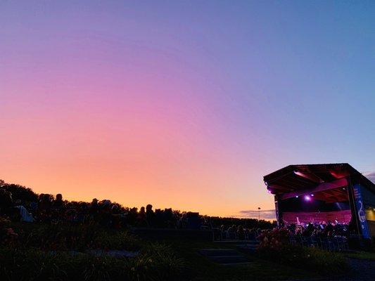 Sunset over the Robinson Pavilion at Anyela's Vineyards - location of Friday and Saturday concerts