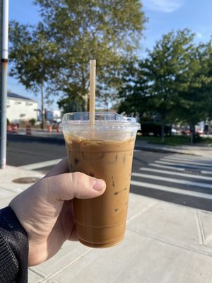 "Large" iced coffee.