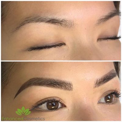 Before and after microblading with shading