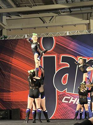 My daughter (top left flyer) at the 2022 jam fest cheer comp