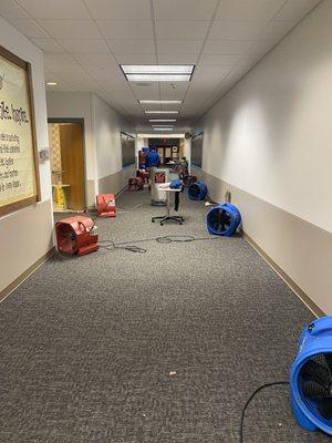 Water damage during holiday break at Hamilton county school. IRCS was here to help!