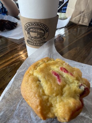 Cranberry Orange muffin and a latte