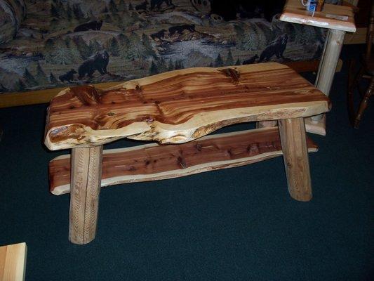 Red Cedar Coffee Table or Bench, Local Artist