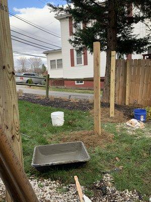 Putting in posts for fencing