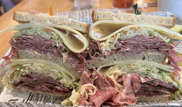 Double-decker corned beef and pastrami