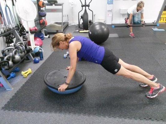 Mixing it up with BOSU, weights, & balls