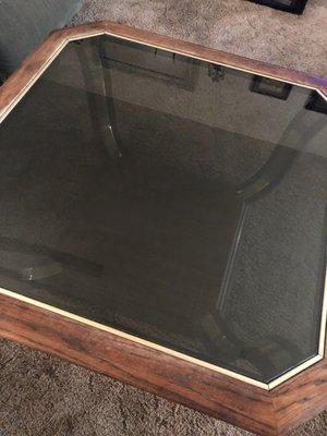 Table with the new glass