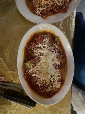 Stuffed Banana peppers in marinara sauce! Yummm