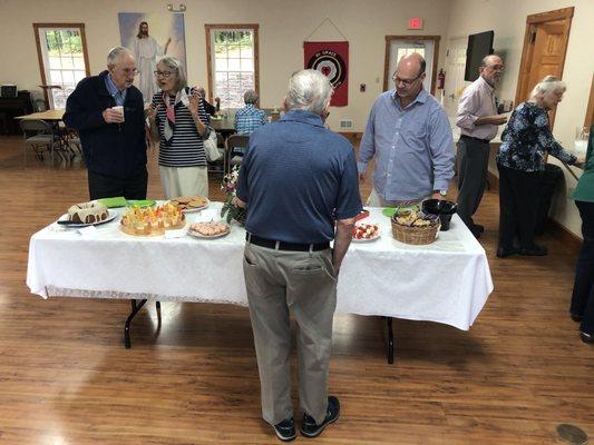 Fellowship in the fellowship hall after the service