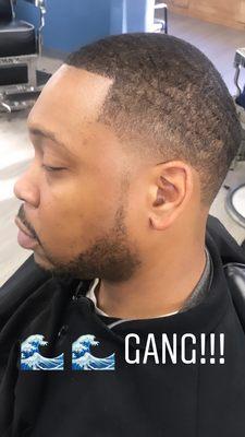 Temple Taper with neck fade beard shape up