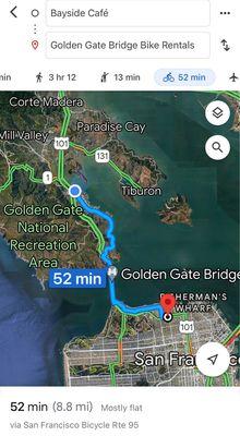 Mapped route to Sausalito